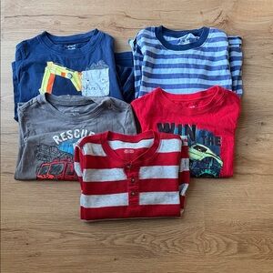 Carter's Kids Long Sleeve Bundle - Red, Gray, Blue - 4T